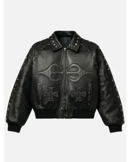VIVET Cross Black Leather Jacket